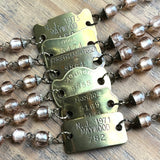 Repurposed Dog Tag Bracelets with Vintage Copper Foil Beads  -  1955, 1960, 1964, 1966, 1971, 1973, 1975