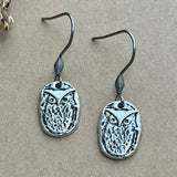 Owl Earrings, Artisan Coin Charm