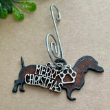 Dachshund Ornament with Merry Christmas & Paw Charms