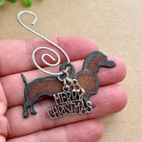Dachshund Ornament with Merry Christmas & Paw Charms