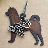Husky Ornament with Merry Christmas & Paw Charms