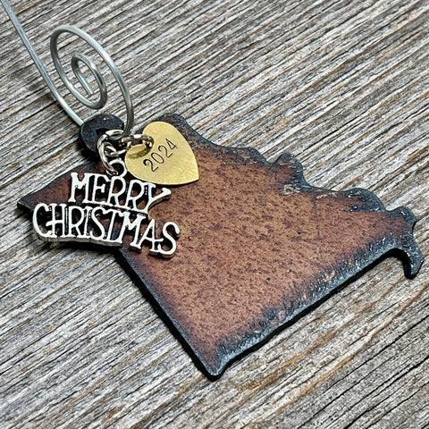 2024 Missouri Christmas Ornament with Merry Christmas Charm & Brass Tag