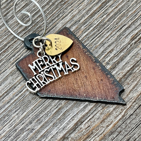 2024 Nevada Christmas Ornament with Merry Christmas Charm & Brass Heart Tag