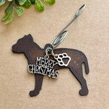 Pit Bull Ornament with Merry Christmas & Paw Charms