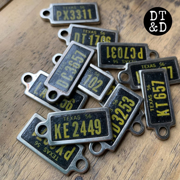 Vintage 1956 TEXAS License Plate DAV Tag Duct Tape and Denim