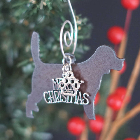 Beagle Christmas Ornament with Merry Christmas and Paw Charms