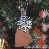 2024 New Hampshire Christmas Ornament with Merry Christmas Charm & Brass Heart Tag