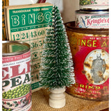 Bottle Brush Sisal Christmas Tree on Vintage Ceramic Insulator