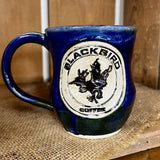Blackbird Coffee Mug, Wren's Nest Pottery, Blue Handmade Coffee Cup