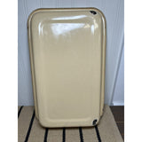 Vintage Enamelware Baking Pan, Tan Casserole Dish, Farmhouse Prim Prairie V34