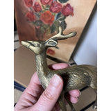 Vintage MCM Heavy Brass Spotted Buck Deer Figurine Eclectic Home Holiday