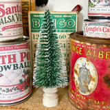 Bottle Brush Sisal Christmas Tree on Vintage Ceramic Insulator