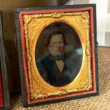 Ninth Plate Daguerreotype Photo of Man in Leather Case