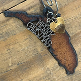 2026 Florida Christmas Ornament with Shell Charm & Brass Heart Tag, SMALL