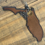 2026 FLORIDA Christmas Ornament with Seashell Charm & Brass Heart Tag, LARGE