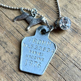 1976 Vintage Dog Tag Necklace with Golden Retriever Charm