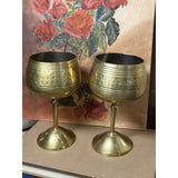 Pair Of Hammered Brass Goblets Made in India 5.5" V117