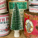 Bottle Brush Sisal Christmas Tree on Vintage Ceramic Insulator