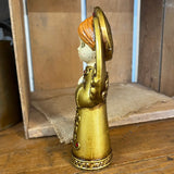 Mid-Century Paper Mâché Angel – Gold with Red Crystals – Made in Japan