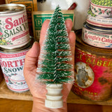 Bottle Brush Sisal Christmas Tree on Vintage Ceramic Insulator
