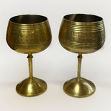 Pair Of Hammered Brass Goblets Made in India 5.5" V117