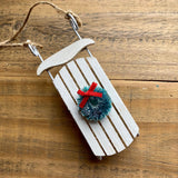 Rustic Wooden Sled Christmas Ornament