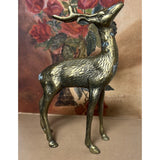 Vintage MCM Heavy Brass Spotted Buck Deer Figurine Eclectic Home Holiday