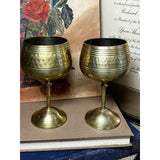 Pair Of Hammered Brass Goblets Made in India 5.5" V117