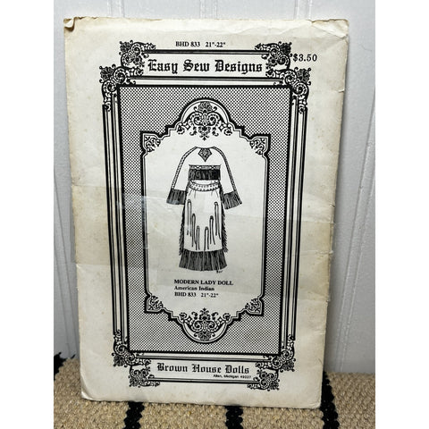 Brown House Dolls SEWING PATTERN BHD-833 American Indian MODERN LADY DOLL V161