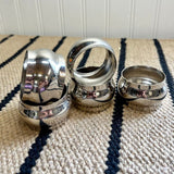 Set of 5 Vintage SILVER PLATE NAPKIN RINGS Teleflora, Modern Silverplated