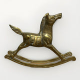 Vintage Brass Rocking Horse MCM Nursery Decor Eclectic Home 1970s 1980s