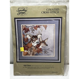 NEW Cross Stitch Kit FALL DEER 50375 14x14 Vintage 1988 V134