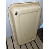 Vintage Enamelware Baking Pan, Tan Casserole Dish, Farmhouse Prim Prairie V34
