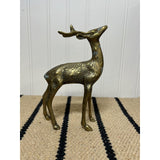 Vintage MCM Heavy Brass Spotted Buck Deer Figurine Eclectic Home Holiday