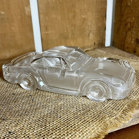 Vintage 1980s Crystal Hofbauer Porsche 959 Glass Paperweight