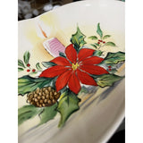 Vintage Ucagco Ceramics Christmas Bowl Snack Candy Dish Japan Poinsettia V9