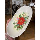 Vintage Ucagco Ceramics Christmas Bowl Snack Candy Dish Japan Poinsettia V9