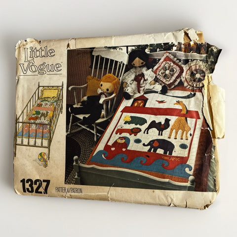 Vintage Vogue Pattern 1327 Twin Crib Baby Quilt Noahs Ark Animals UNCUT V165