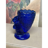 Vintage FENTON Cobalt Blue BUNNY RABBIT w Basket Egg Cup/Toothpick Holder, V14