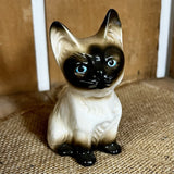 Enesco Siamese Cat Figurine, Ceramic Kitten, Blue Eyed Cat, 1960s