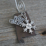 Alabama Christmas Ornament with Merry Christmas & Snowflake Charms