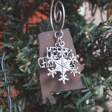 Alabama Christmas Ornament with Merry Christmas & Snowflake Charms