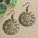 Antiqued Brass Filigree Statement Earrings