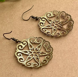 Antiqued Brass Filigree Statement Earrings