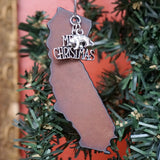 California Christmas Ornament with Merry Christmas & Bear Charms, LARGE