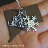 Connecticut Christmas Ornament with Merry Christmas & Snowflake Charms