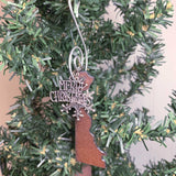 Delaware Christmas Ornament with Merry Christmas & Snowflake Charms
