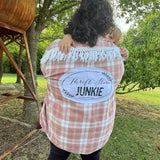 Bleached Flannel Pink Thrift Store Junkie Shirt, XL