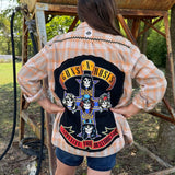 Bleached Flannel Plaid Guns N Roses Shirt, L