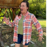 Bleached Flannel Plaid Bubba Gump Shirt, L